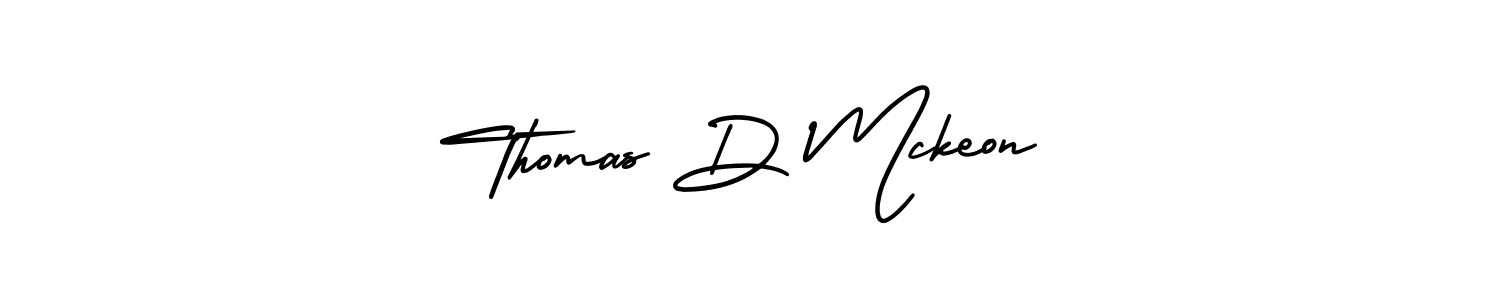 You should practise on your own different ways (AmerikaSignatureDemo-Regular) to write your name (Thomas D Mckeon) in signature. don't let someone else do it for you. Thomas D Mckeon signature style 3 images and pictures png