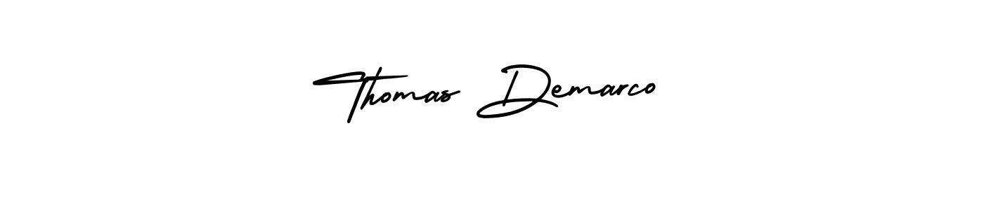 The best way (AmerikaSignatureDemo-Regular) to make a short signature is to pick only two or three words in your name. The name Thomas Demarco include a total of six letters. For converting this name. Thomas Demarco signature style 3 images and pictures png