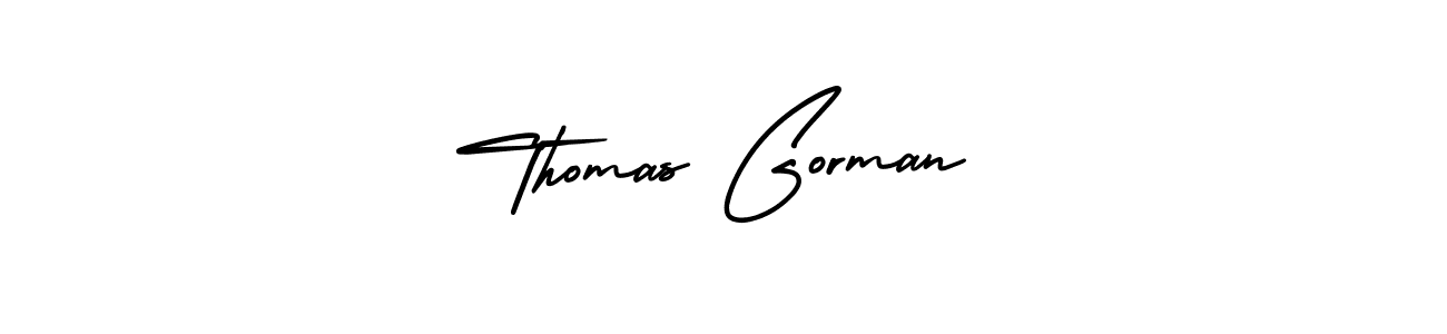 You should practise on your own different ways (AmerikaSignatureDemo-Regular) to write your name (Thomas Gorman) in signature. don't let someone else do it for you. Thomas Gorman signature style 3 images and pictures png