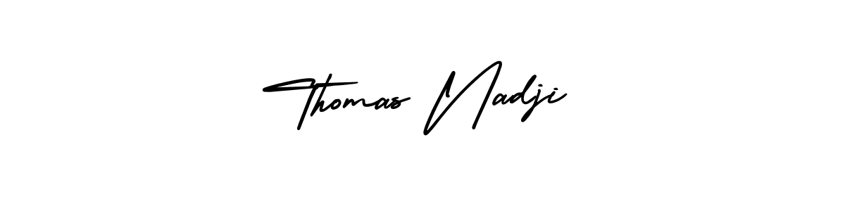 How to make Thomas Nadji name signature. Use AmerikaSignatureDemo-Regular style for creating short signs online. This is the latest handwritten sign. Thomas Nadji signature style 3 images and pictures png