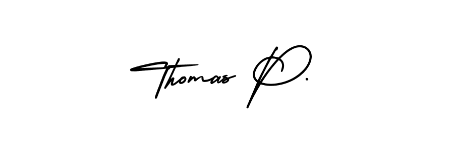 You should practise on your own different ways (AmerikaSignatureDemo-Regular) to write your name (Thomas P.) in signature. don't let someone else do it for you. Thomas P. signature style 3 images and pictures png