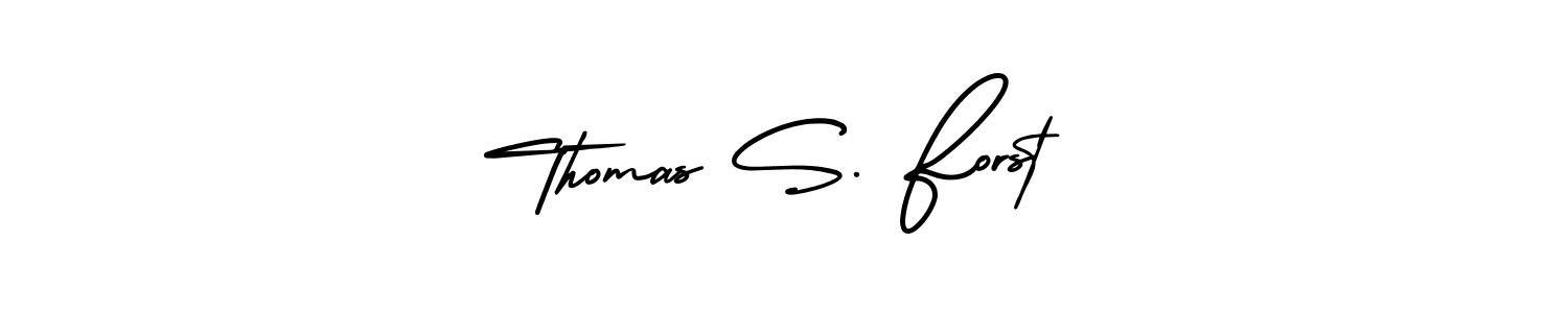 The best way (AmerikaSignatureDemo-Regular) to make a short signature is to pick only two or three words in your name. The name Thomas S. Forst include a total of six letters. For converting this name. Thomas S. Forst signature style 3 images and pictures png