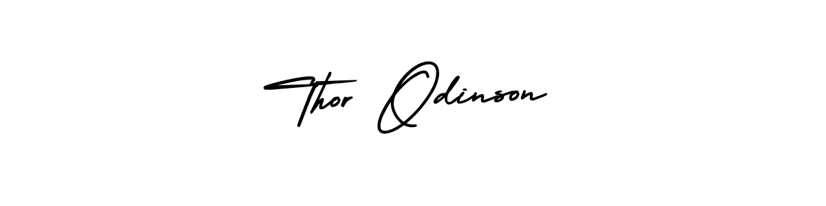 How to make Thor Odinson name signature. Use AmerikaSignatureDemo-Regular style for creating short signs online. This is the latest handwritten sign. Thor Odinson signature style 3 images and pictures png