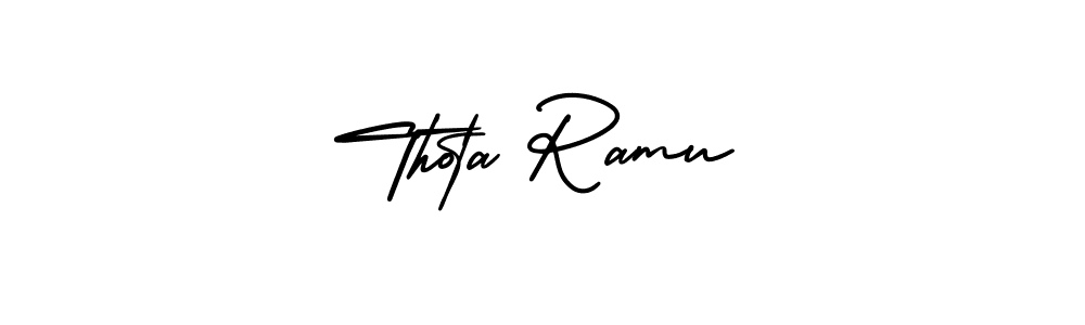 How to make Thota Ramu name signature. Use AmerikaSignatureDemo-Regular style for creating short signs online. This is the latest handwritten sign. Thota Ramu signature style 3 images and pictures png