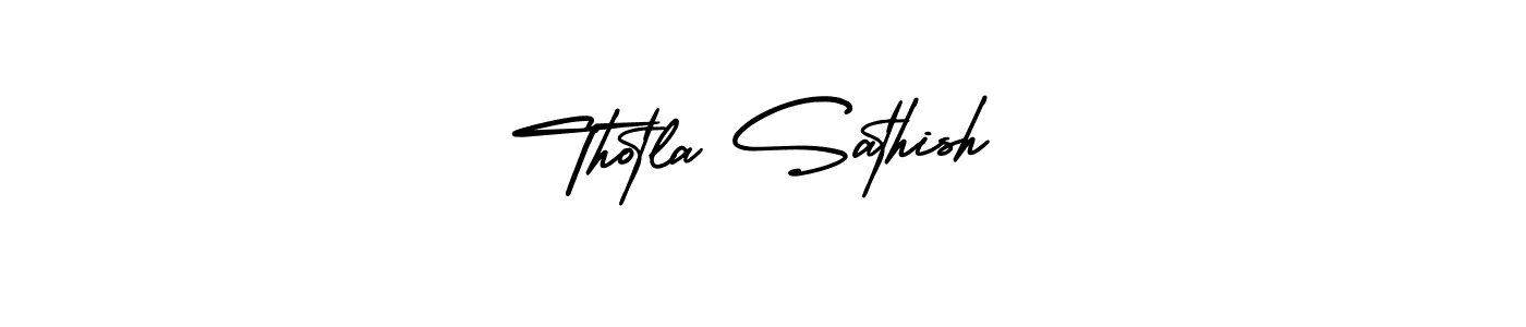 Thotla Sathish stylish signature style. Best Handwritten Sign (AmerikaSignatureDemo-Regular) for my name. Handwritten Signature Collection Ideas for my name Thotla Sathish. Thotla Sathish signature style 3 images and pictures png