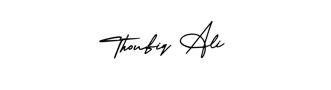 How to Draw Thoufiq Ali signature style? AmerikaSignatureDemo-Regular is a latest design signature styles for name Thoufiq Ali. Thoufiq Ali signature style 3 images and pictures png