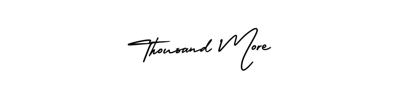 You should practise on your own different ways (AmerikaSignatureDemo-Regular) to write your name (Thousand More) in signature. don't let someone else do it for you. Thousand More signature style 3 images and pictures png