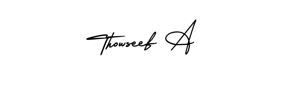 if you are searching for the best signature style for your name Thowseef A. so please give up your signature search. here we have designed multiple signature styles  using AmerikaSignatureDemo-Regular. Thowseef A signature style 3 images and pictures png