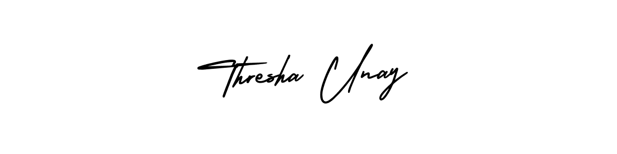 Thresha Unay stylish signature style. Best Handwritten Sign (AmerikaSignatureDemo-Regular) for my name. Handwritten Signature Collection Ideas for my name Thresha Unay. Thresha Unay signature style 3 images and pictures png