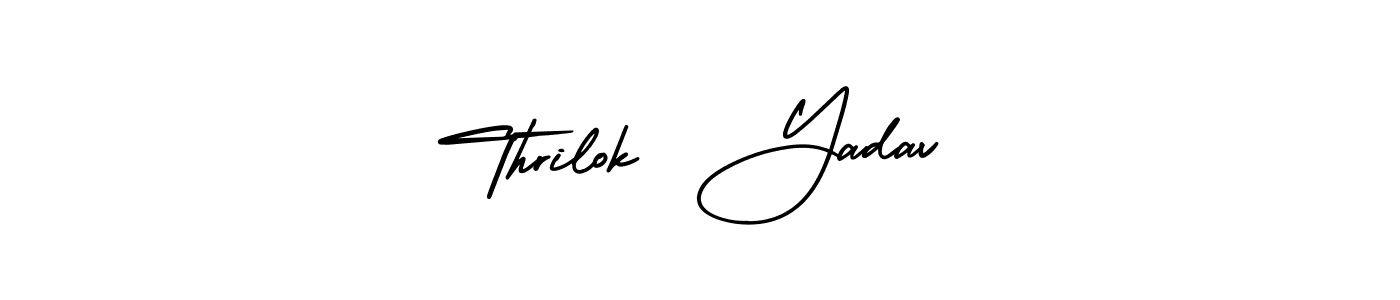 You should practise on your own different ways (AmerikaSignatureDemo-Regular) to write your name (Thrilok  Yadav) in signature. don't let someone else do it for you. Thrilok  Yadav signature style 3 images and pictures png