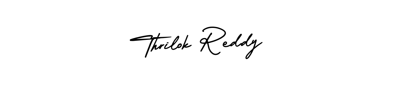 You should practise on your own different ways (AmerikaSignatureDemo-Regular) to write your name (Thrilok Reddy) in signature. don't let someone else do it for you. Thrilok Reddy signature style 3 images and pictures png