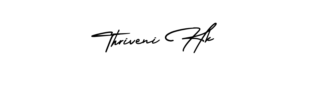 How to make Thriveni Hk name signature. Use AmerikaSignatureDemo-Regular style for creating short signs online. This is the latest handwritten sign. Thriveni Hk signature style 3 images and pictures png