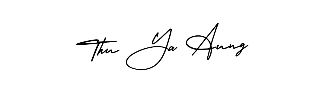 Use a signature maker to create a handwritten signature online. With this signature software, you can design (AmerikaSignatureDemo-Regular) your own signature for name Thu Ya Aung. Thu Ya Aung signature style 3 images and pictures png