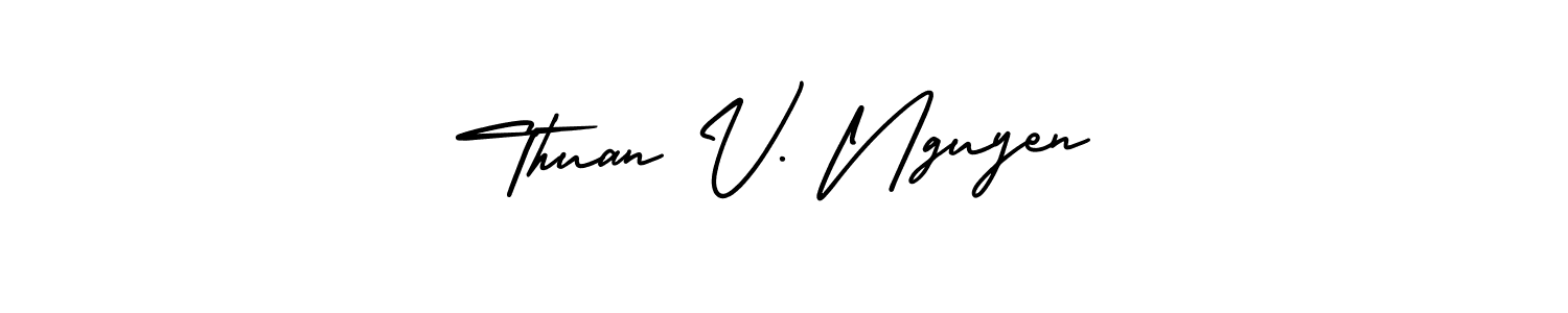 Thuan V. Nguyen stylish signature style. Best Handwritten Sign (AmerikaSignatureDemo-Regular) for my name. Handwritten Signature Collection Ideas for my name Thuan V. Nguyen. Thuan V. Nguyen signature style 3 images and pictures png