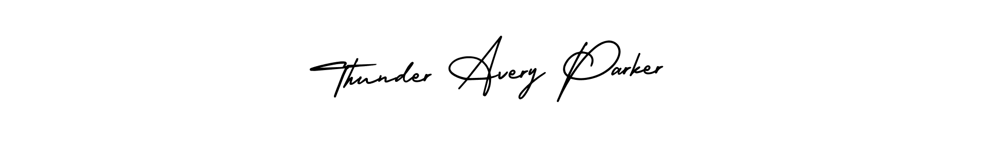 Thunder Avery Parker stylish signature style. Best Handwritten Sign (AmerikaSignatureDemo-Regular) for my name. Handwritten Signature Collection Ideas for my name Thunder Avery Parker. Thunder Avery Parker signature style 3 images and pictures png