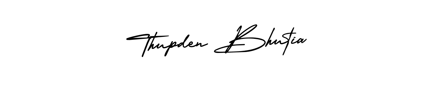 You should practise on your own different ways (AmerikaSignatureDemo-Regular) to write your name (Thupden Bhutia) in signature. don't let someone else do it for you. Thupden Bhutia signature style 3 images and pictures png