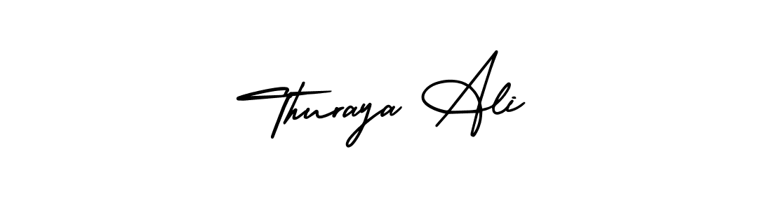 You should practise on your own different ways (AmerikaSignatureDemo-Regular) to write your name (Thuraya Ali) in signature. don't let someone else do it for you. Thuraya Ali signature style 3 images and pictures png