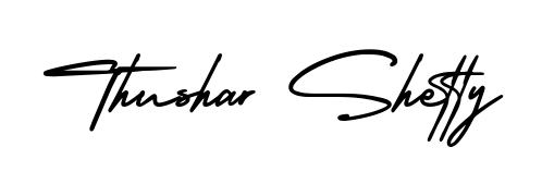 Try this chic Thushar Shetty handwritten sign style. Using AmerikaSignatureDemo-Regular font elements, it gives your name a sleek, memorable identity. Thushar Shetty signature style 3 images and pictures png