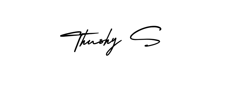 How to make Thushy S signature? AmerikaSignatureDemo-Regular is a professional autograph style. Create handwritten signature for Thushy S name. Thushy S signature style 3 images and pictures png