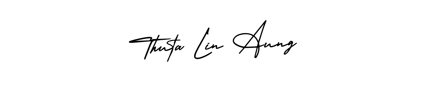 Make a beautiful signature design for name Thuta Lin Aung. With this signature (AmerikaSignatureDemo-Regular) style, you can create a handwritten signature for free. Thuta Lin Aung signature style 3 images and pictures png