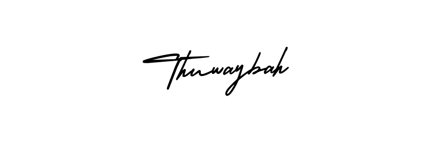 How to Draw Thuwaybah signature style? AmerikaSignatureDemo-Regular is a latest design signature styles for name Thuwaybah. Thuwaybah signature style 3 images and pictures png