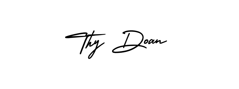 How to make Thy Doan name signature. Use AmerikaSignatureDemo-Regular style for creating short signs online. This is the latest handwritten sign. Thy Doan signature style 3 images and pictures png