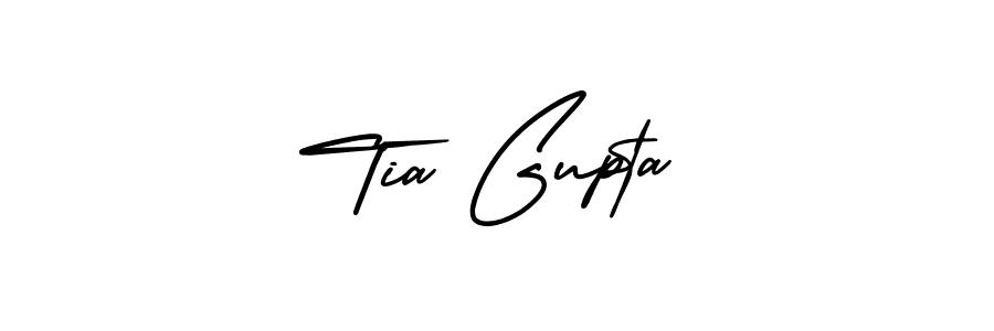 You should practise on your own different ways (AmerikaSignatureDemo-Regular) to write your name (Tia Gupta) in signature. don't let someone else do it for you. Tia Gupta signature style 3 images and pictures png