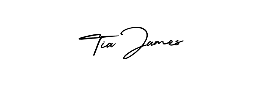 You should practise on your own different ways (AmerikaSignatureDemo-Regular) to write your name (Tia James) in signature. don't let someone else do it for you. Tia James signature style 3 images and pictures png