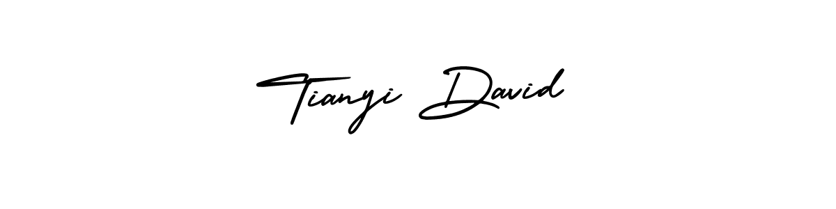 You should practise on your own different ways (AmerikaSignatureDemo-Regular) to write your name (Tianyi David) in signature. don't let someone else do it for you. Tianyi David signature style 3 images and pictures png