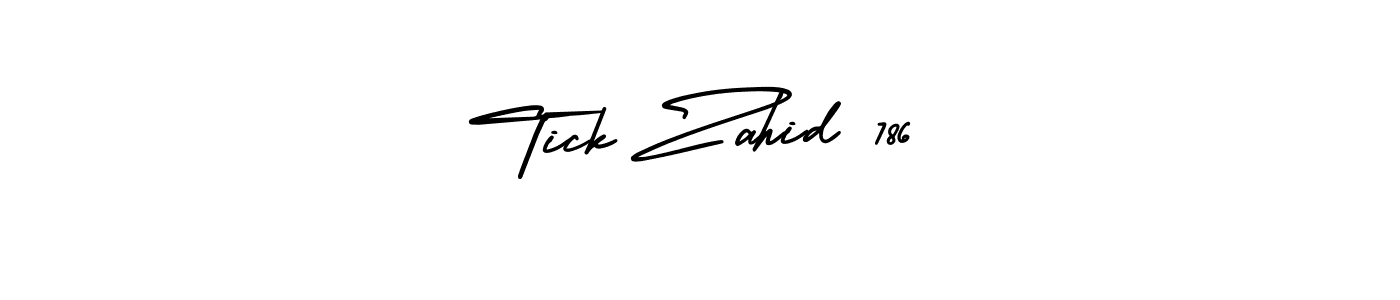 The best way (AmerikaSignatureDemo-Regular) to make a short signature is to pick only two or three words in your name. The name Tick Zahid 786 include a total of six letters. For converting this name. Tick Zahid 786 signature style 3 images and pictures png