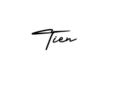 Use a signature maker to create a handwritten signature online. With this signature software, you can design (AmerikaSignatureDemo-Regular) your own signature for name Tien. Tien signature style 3 images and pictures png