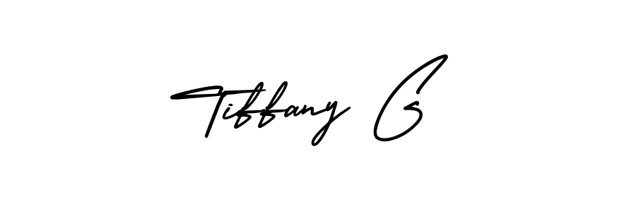 How to make Tiffany G name signature. Use AmerikaSignatureDemo-Regular style for creating short signs online. This is the latest handwritten sign. Tiffany G signature style 3 images and pictures png