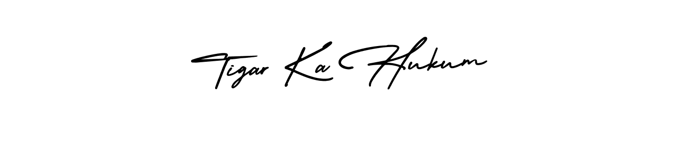 You should practise on your own different ways (AmerikaSignatureDemo-Regular) to write your name (Tigar Ka Hukum) in signature. don't let someone else do it for you. Tigar Ka Hukum signature style 3 images and pictures png