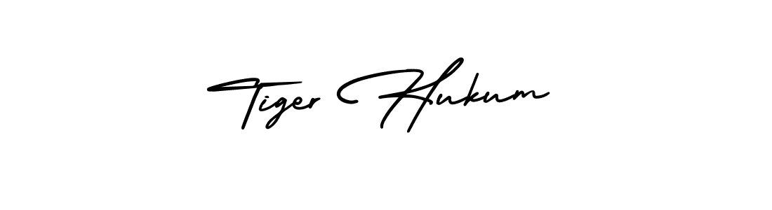 How to make Tiger Hukum name signature. Use AmerikaSignatureDemo-Regular style for creating short signs online. This is the latest handwritten sign. Tiger Hukum signature style 3 images and pictures png