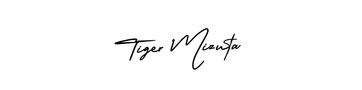 The best way (AmerikaSignatureDemo-Regular) to make a short signature is to pick only two or three words in your name. The name Tiger Mizuta include a total of six letters. For converting this name. Tiger Mizuta signature style 3 images and pictures png