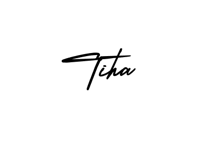 Tiha stylish signature style. Best Handwritten Sign (AmerikaSignatureDemo-Regular) for my name. Handwritten Signature Collection Ideas for my name Tiha. Tiha signature style 3 images and pictures png