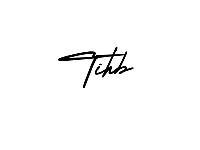 You should practise on your own different ways (AmerikaSignatureDemo-Regular) to write your name (Tihb) in signature. don't let someone else do it for you. Tihb signature style 3 images and pictures png