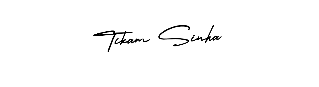 You should practise on your own different ways (AmerikaSignatureDemo-Regular) to write your name (Tikam Sinha) in signature. don't let someone else do it for you. Tikam Sinha signature style 3 images and pictures png