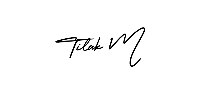 How to make Tilak M signature? AmerikaSignatureDemo-Regular is a professional autograph style. Create handwritten signature for Tilak M name. Tilak M signature style 3 images and pictures png