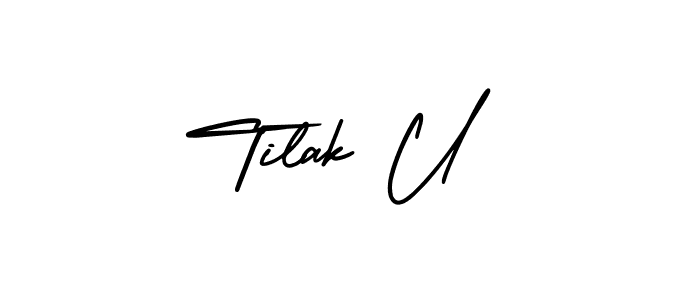 This is the best signature style for the Tilak U name. Also you like these signature font (AmerikaSignatureDemo-Regular). Mix name signature. Tilak U signature style 3 images and pictures png