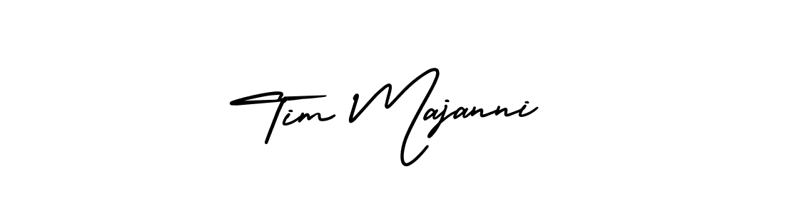 How to make Tim Majanni name signature. Use AmerikaSignatureDemo-Regular style for creating short signs online. This is the latest handwritten sign. Tim Majanni signature style 3 images and pictures png