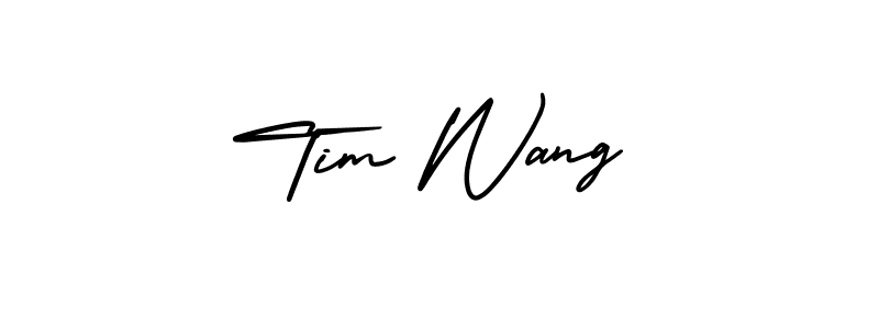 You should practise on your own different ways (AmerikaSignatureDemo-Regular) to write your name (Tim Wang) in signature. don't let someone else do it for you. Tim Wang signature style 3 images and pictures png