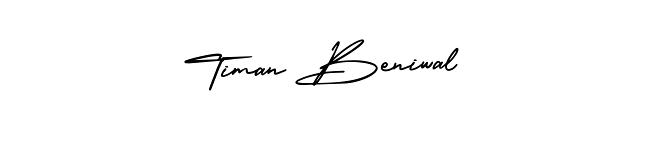 AmerikaSignatureDemo-Regular is a professional signature style that is perfect for those who want to add a touch of class to their signature. It is also a great choice for those who want to make their signature more unique. Get Timan Beniwal name to fancy signature for free. Timan Beniwal signature style 3 images and pictures png