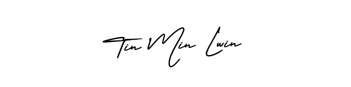 Tin Min Lwin stylish signature style. Best Handwritten Sign (AmerikaSignatureDemo-Regular) for my name. Handwritten Signature Collection Ideas for my name Tin Min Lwin. Tin Min Lwin signature style 3 images and pictures png