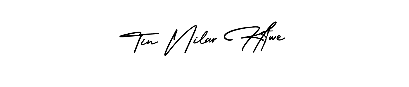 This is the best signature style for the Tin Nilar Htwe name. Also you like these signature font (AmerikaSignatureDemo-Regular). Mix name signature. Tin Nilar Htwe signature style 3 images and pictures png
