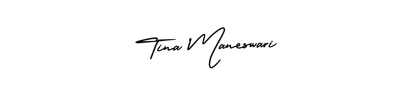 This is the best signature style for the Tina Maneswari name. Also you like these signature font (AmerikaSignatureDemo-Regular). Mix name signature. Tina Maneswari signature style 3 images and pictures png