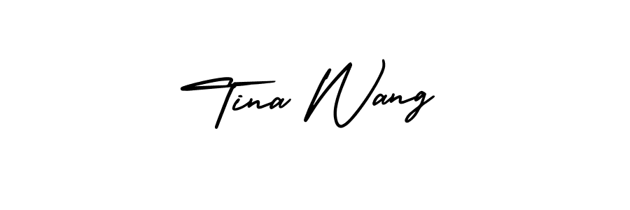 How to make Tina Wang name signature. Use AmerikaSignatureDemo-Regular style for creating short signs online. This is the latest handwritten sign. Tina Wang signature style 3 images and pictures png