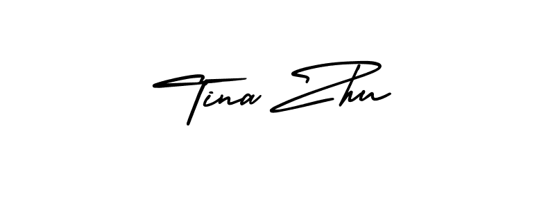 Tina Zhu stylish signature style. Best Handwritten Sign (AmerikaSignatureDemo-Regular) for my name. Handwritten Signature Collection Ideas for my name Tina Zhu. Tina Zhu signature style 3 images and pictures png
