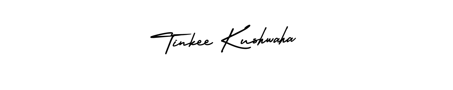 You should practise on your own different ways (AmerikaSignatureDemo-Regular) to write your name (Tinkee Kushwaha) in signature. don't let someone else do it for you. Tinkee Kushwaha signature style 3 images and pictures png