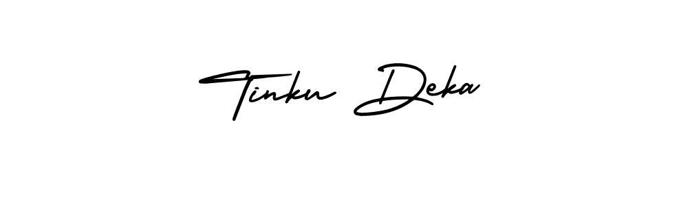 You should practise on your own different ways (AmerikaSignatureDemo-Regular) to write your name (Tinku Deka) in signature. don't let someone else do it for you. Tinku Deka signature style 3 images and pictures png